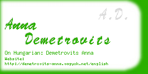 anna demetrovits business card